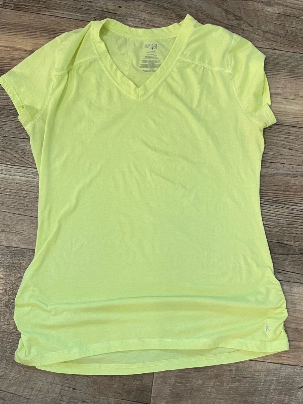 Danskin Neon Yellow V-Neck Short Sleeve Tee